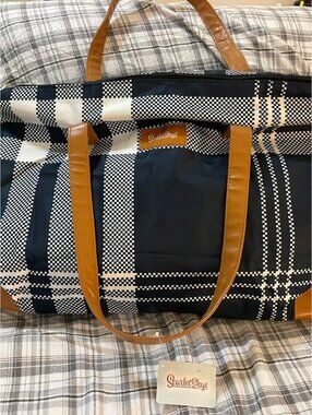 New With Tags | Scarlet Skye Navy Plaid Weekender Tote Bag | Large Travel Bag